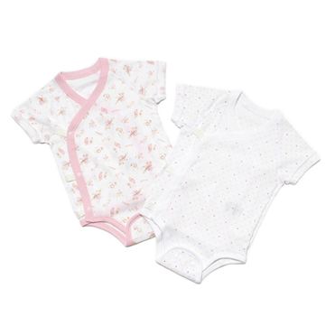 おうちでイオン イオンネットスーパー 3ヶ月 6ヶ月頃 トップバリュ オーガニック 女の子 新生児前開き半袖ボディスーツ2枚組 ピンク サイズ 60 70cm
