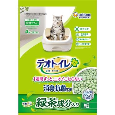 おうちでイオン イオンネットスーパー ペット用 ユニ チャーム デオトイレ 飛び散らない緑茶成分入消臭サンド 4l
