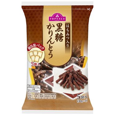 おうちでイオン イオンネットスーパー トップバリュ はちみつ入り 黒糖かりんとう 個包装パック 30g 5袋 おうちでイオン イオンネットスーパー トップバリュ はちみつ入り 黒糖かりんとう 個包装パック 30g 5袋