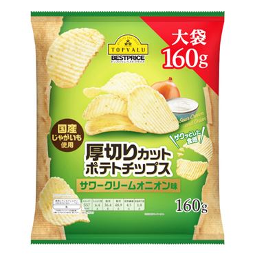 おうちでイオン イオンネットスーパー トップバリュベストプライス 厚切りカットポテトチップス サワークリームオニオン味 160g