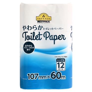 おうちでイオン イオンネットスーパー トップバリュベストプライス やわらかトイレットペーパー シングル 60m 12個 おうちでイオン イオンネットスーパー トップバリュベストプライス やわらかトイレットペーパー シングル 60m 12個
