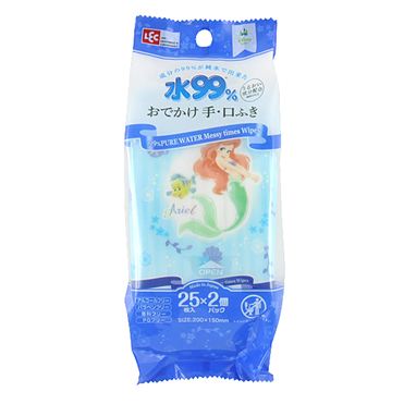 おうちでイオン イオンネットスーパー レック 水99 おでかけ手 口ふき ディズニープリンセス アリエル 25枚入 2個パック お一人さま1点限り