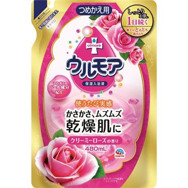 おうちでイオン イオンネットスーパー アース製薬 保湿入浴液 ウルモア クリーミーローズの香り つめかえ用 480ml