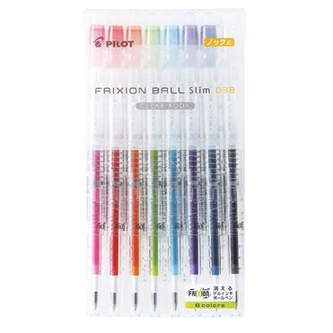 おうちでイオン イオンネットスーパー パイロットコーポレーション フリクションボールスリム0 38 透明ボディ 8色セット