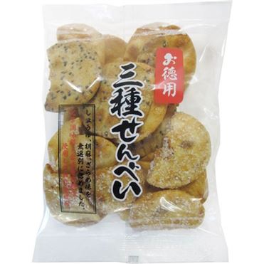 おせんべい おうちでイオン イオンネットスーパー 栗原園 お徳用三種せんべい 170g