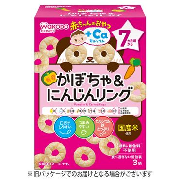 おうちでイオン イオンネットスーパー 7ヶ月頃 和光堂 赤ちゃんのおやつ Caカルシウム かぼちゃ にんじんリング 4g 3