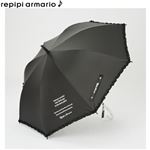 （レイングッズ）repipi armario 無地フリルUVカット長傘（ブラック）サイズ 60cm