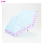 （レイングッズ）PINK－latte ライトチェック晴雨兼用自動開閉折傘（サックス）サイズ 54cm