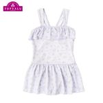 【水着】（女の子）トップバリュ フラワーフリルワンピース（ラベンダー）サイズ 120cm
