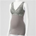 【産前～授乳期】サンリーフ モダール ストレッチレース ブラキャミソール（チャコールグレー）サイズ マタニティM