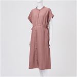 【マタニティ】【産前～産後】麻調合繊 バンドカラー 半袖ワンピース（ココアブラウン）サイズ マタニティL