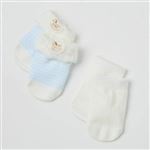 木馬柄 ソックス 2足組（サックス＆ホワイト）サイズ 7～9cm