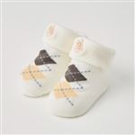 POLO 馬刺繍 アーガイル柄 新生児ソックス（オフホワイト）サイズ 7～9cm