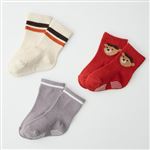 クルーソックス 3足組 靴下（くま柄）サイズ 9～15cm