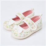 バレエシューズ レースリボン 小花柄（シロ）サイズ 15cm