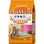 【ペット用】ユニ・チャーム AllWell 健康に育つ子猫用 フィッシュ味 挽き小魚とささみのフリーズドライパウダー入り 800g（400g×2袋）