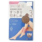 福助 DAILY 満足 段階着圧設計 すっきり 引きしめストッキング 3足組（ヌーディベージュ）サイズ M～L