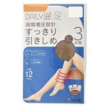 福助 DAILY 満足 段階着圧設計 すっきり 引きしめストッキング 3足組（サワーベージュ）サイズ L～LL