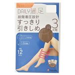 福助 DAILY 満足 段階着圧設計 すっきり 引きしめストッキング 3足組（クリアヌード）サイズ L～LL