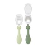 【1歳頃～】 EDISON mama フォーク＆スプーン プチ カバー付 オリーブ