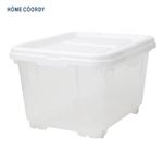 HOME COORDY フタ式コロ付衣装ケースクローゼット用 深型 ホワイト／クリア