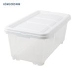 HOME COORDY フタ式コロ付衣装ケース押入れ用 深型 ホワイト／クリア