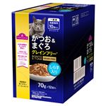 【ペット用】トップバリュ キャットフード パウチ かつお＆まぐろ しらす入り 高齢猫用 70g×12個