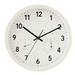 HOME COORDY 温湿度計付 掛時計 ホワイト 直径31cm