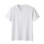 （メンズ）PEACE FIT（ピースフィット）Silky FACT コットン 半袖 Vネック Tシャツ（シロ）サイズ L