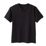 （メンズ）PEACE FIT（ピースフィット）Silky FACT コットン 半袖 Vネック Tシャツ（クロ）サイズ L