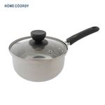 【IH対応】HOME COORDYガラスフタ付ステンレス製片手鍋 16cm