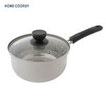 【IH対応】HOME COORDYガラスフタ付ステンレス製片手鍋 18cm