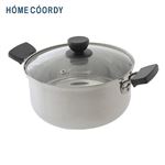 【IH対応】HOME COORDYガラスフタ付ステンレス製両手鍋 22cm
