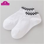 （キッズ）トップバリュ 履口チェッカースニーカーソックス（ホワイト）サイズ 19～21cm