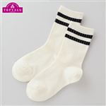 （キッズ）トップバリュ 2本ラインクルーソックス（ホワイト）サイズ 19～21cm
