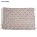 HOME COORDY スローケット ジャカード織幾何柄フリンジ付き グレー 140×190cm