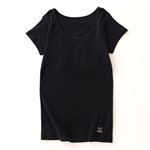トップバリュ 女児規格 おんなのこのミカタ オーガニック綿 胸パット付き 3分袖インナー（ブラック）サイズ 165cm