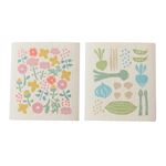 HOME COORDY キッチンクロス（2枚組）フラワー・ベジタブル 17×19cm