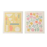 HOME COORDY キッチンクロス（2枚組）キッチン・フラワー 17×19cm