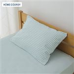 HOME COORDY リサイクルポリエステルまくらカバー グリーン チェック 43cm×63cmまくら用
