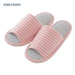 HOME COORDY 洗えるニット外縫いスリッパ（ピンク）サイズ L