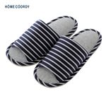 HOME COORDY 洗えるニット外縫いスリッパ（ネイビー）サイズ L