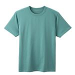 （メンズ）ピースフィット Silky FACT コットン半袖クルーネックシャツ（アオミドリ）サイズ L
