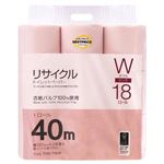 トップバリュベストプライス リサイクルトイレットペーパー ピンク ダブル 40m×18個