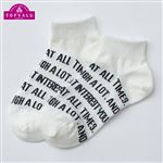 （キッズ）トップバリュ 英字総柄丈長スニーカーソックス（ホワイト）サイズ 19～21cm