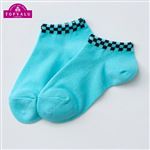 （キッズ）トップバリュ 履口チェッカースニーカーソックス（グリーン）サイズ 22～24cm
