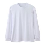 （メンズ）ピースフィット SilkyFACT コットン長袖クルーネックシャツ（シロ）サイズ L