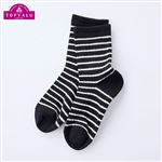 （キッズ）ピースフィット WARM クルーソックス 疑似リブボーダー（ブラック）サイズ 19～21cm