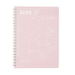 マークス【2026年1月始まり】ノートブックカレンダー・S・縦型 マンスリーブロック 月曜始まり（ピンク）B6