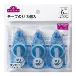 トップバリュ テープのり使い切り 3個パック ブルー 6mm×8.5m